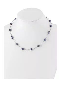 Deals 😍 Sterling Silver Rhodium-plated 6-7mm Black Freshwater Cultured Pearl Necklace by Belk & Co. ❤️ -DealsBelk & Co. Store Belk 32952