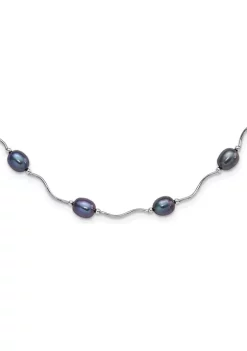 Deals 😍 Sterling Silver Rhodium-plated 6-7mm Black Freshwater Cultured Pearl Necklace by Belk & Co. ❤️ -DealsBelk & Co. Store Belk 32954
