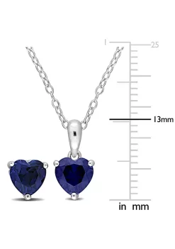 Outlet 💯 Lab Created 2-Piece Set of 2.70 ct. t.g.w. Created Blue Sapphire Solitaire Earrings and Pendant with Chain in Sterling Silver by Belk & Co. 💯 -DealsBelk & Co. Store Belk 32957