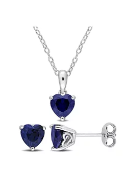 Outlet 💯 Lab Created 2-Piece Set of 2.70 ct. t.g.w. Created Blue Sapphire Solitaire Earrings and Pendant with Chain in Sterling Silver by Belk & Co. 💯 -DealsBelk & Co. Store Belk 32959