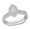 Flash Sale 🔔 1/2 CT TW Marquise & Round Diamond Double Halo Cluster Bridal Set in 14k White Gold by Belk & Co. 🤩