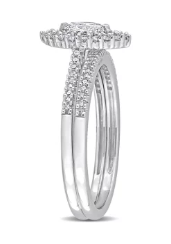 Flash Sale 🔔 1/2 CT TW Marquise & Round Diamond Double Halo Cluster Bridal Set in 14k White Gold by Belk & Co. 🤩 -DealsBelk & Co. Store Belk 33013