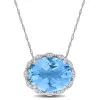 Buy 💯 24.74 ct. t.g.w. Sky Blue Topaz and 1/7 ct. t.w. Diamond Halo Necklace in 14K White Gold by Belk & Co. 😀