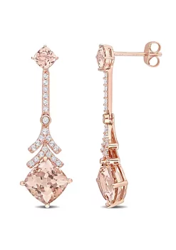 Flash Sale 👍 5 ct. t.g.w. Morganite and White Topaz Drop Earrings in 10K Rose Gold by Belk & Co. ⭐