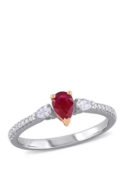 Brand new ⭐ 2/5 ct. t.w. Ruby and 1/4 ct. t.w. Diamond 3 Stone Ring in 14k Two Tone Gold by Belk & Co. 🧨