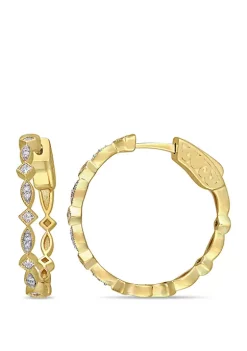Best Pirce ✔️ 1/4 ct. t.w. Diamonds Geometric Hoop Earrings in 10K Yellow Gold by Belk & Co. 😀 -DealsBelk & Co. Store Belk 33037