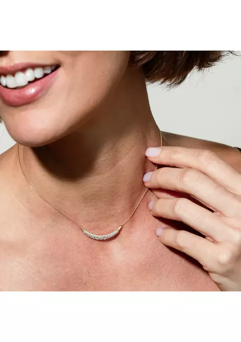 Brand new ๐ 3/4 ct. t.w. Diamond Curved Bar Necklace in 14K Yellow Gold by Belk & Co. ๐งจ 2 Brand new ๐ 3/4 ct. t.w. Diamond Curved Bar Necklace in 14K Yellow Gold by Belk & Co. ๐งจ - Image 2