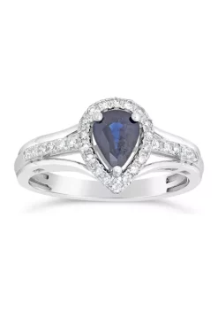 Deals 🤩 7/8 ct. t.w. Sapphire and 1/5 ct. t.w. Diamond Ring in 10K White Gold by Belk & Co. 🔔
