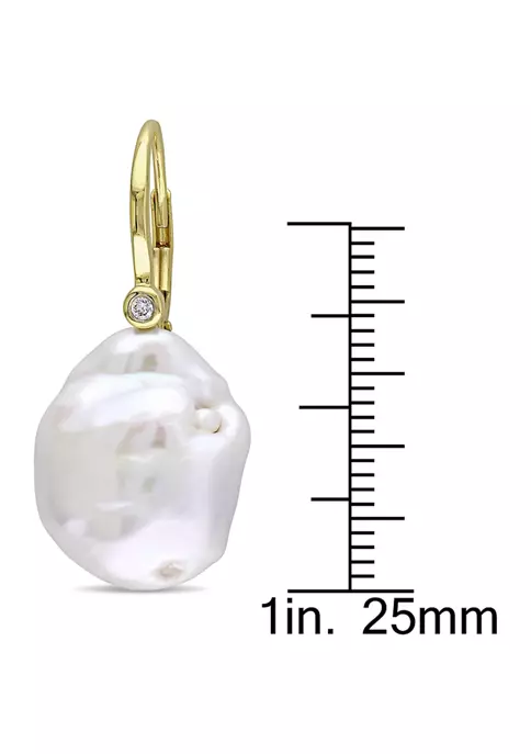 Deals ๐ 14.5-15 Millimeter Cultured Freshwater Pearl and Diamond Accent Drop Earrings in 14k Yellow Gold by Belk & Co. โค๏ธ 2 Deals ๐ 14.5-15 Millimeter Cultured Freshwater Pearl and Diamond Accent Drop Earrings in 14k Yellow Gold by Belk & Co. โค๏ธ - Image 2