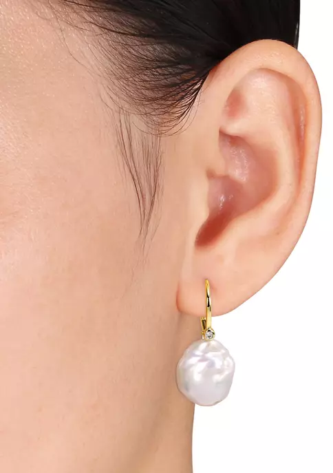 Deals ๐ 14.5-15 Millimeter Cultured Freshwater Pearl and Diamond Accent Drop Earrings in 14k Yellow Gold by Belk & Co. โค๏ธ 3 Deals ๐ 14.5-15 Millimeter Cultured Freshwater Pearl and Diamond Accent Drop Earrings in 14k Yellow Gold by Belk & Co. โค๏ธ - Image 3