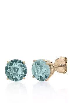Buy 😀 10k Yellow Gold Aquamarine Stud Earrings by Belk & Co. 🔔 -DealsBelk & Co. Store Belk 33073