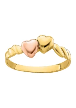 Top 10 ๐ 14K Two-Tone Two Hearts Ridged Band by Belk & Co. ๐งจ