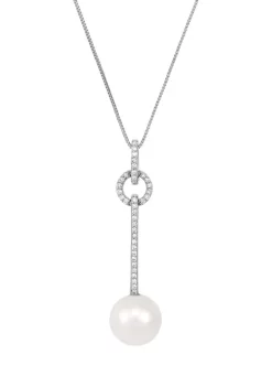 Top 10 😀 1/6 ct. t.w. Diamond and Pearl Necklace in 14K White Gold by Belk & Co. 🛒