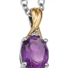 Outlet ✨ 1.72 ct. t.w. Amethyst and 1/10 ct. t.w. Diamond Necklace in Sterling Silver and 14K Two-Tone Gold by Belk & Co. ⌛