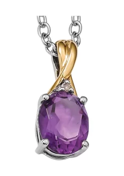 Outlet โจ 1.72 ct. t.w. Amethyst and 1/10 ct. t.w. Diamond Necklace in Sterling Silver and 14K Two-Tone Gold by Belk & Co. โ