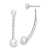 Brand new ⭐ Sterling Silver Rhodium-plated Freshwater Cultured Pearl and Cubic Zirconia Front/Back Earrings by Belk & Co. 🔔