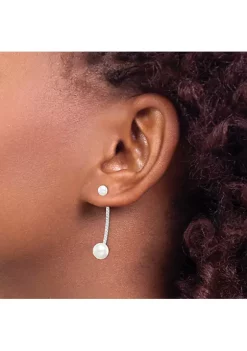 Brand new ⭐ Sterling Silver Rhodium-plated Freshwater Cultured Pearl and Cubic Zirconia Front/Back Earrings by Belk & Co. 🔔 -DealsBelk & Co. Store Belk 33186