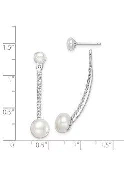 Brand new ⭐ Sterling Silver Rhodium-plated Freshwater Cultured Pearl and Cubic Zirconia Front/Back Earrings by Belk & Co. 🔔 -DealsBelk & Co. Store Belk 33187