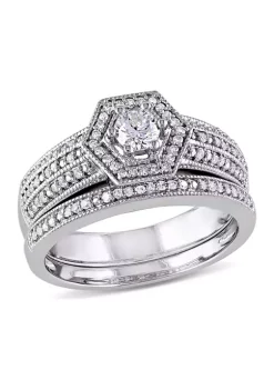 Top 10 🛒 1/2 CT TW Diamond Geometric Bridal Set in 14k White Gold by Belk & Co. 💯 -DealsBelk & Co. Store Belk 33199