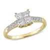 Top 10 ⌛ 5/8 CT TW Princess and Round-Cut Diamond Cluster Engagement Ring in 10k Yellow Gold by Belk & Co. ⌛