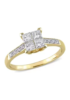 Top 10 ⌛ 5/8 CT TW Princess and Round-Cut Diamond Cluster Engagement Ring in 10k Yellow Gold by Belk & Co. ⌛ -DealsBelk & Co. Store Belk 33209
