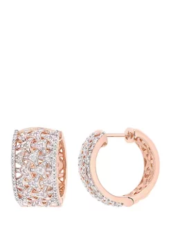Coupon 💯 3/4 ct. t.w. Diamond Filigree Openwork Hoop Earrings in 14K Rose Gold by Belk & Co. 🔥 -DealsBelk & Co. Store Belk 33224