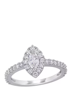 Discount 🧨 1 ct. t.w. Diamond Marquise Halo Engagement Ring in 14k White Gold by Belk & Co. 🥰