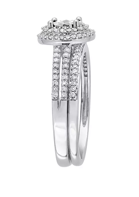 Brand new 😍 2 Piece 3/8 ct. t.w. Diamond Halo Bridal Set in 10k White Gold by Belk & Co. 💯 2 Brand new 😍 2 Piece 3/8 ct. t.w. Diamond Halo Bridal Set in 10k White Gold by Belk & Co. 💯 - Image 2