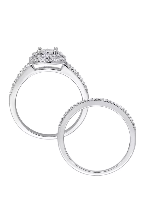 Brand new 😍 2 Piece 3/8 ct. t.w. Diamond Halo Bridal Set in 10k White Gold by Belk & Co. 💯 3 Brand new 😍 2 Piece 3/8 ct. t.w. Diamond Halo Bridal Set in 10k White Gold by Belk & Co. 💯 - Image 3