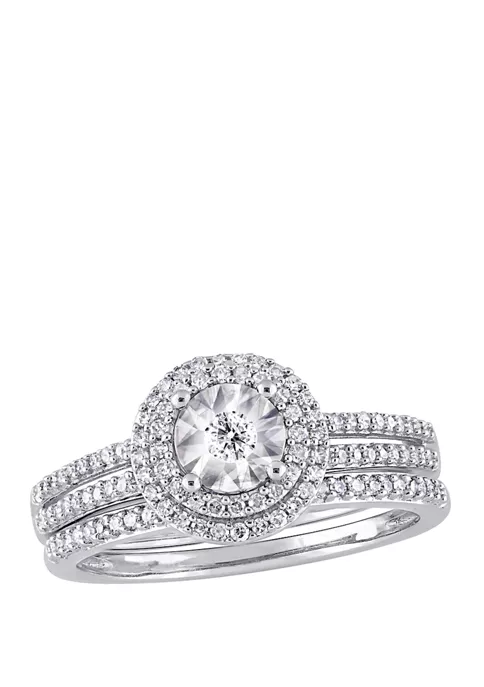 Brand new 😍 2 Piece 3/8 ct. t.w. Diamond Halo Bridal Set in 10k White Gold by Belk & Co. 💯 4 Brand new 😍 2 Piece 3/8 ct. t.w. Diamond Halo Bridal Set in 10k White Gold by Belk & Co. 💯 - Image 4