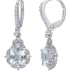 Best reviews of 🎁 Aquamarine, White Sapphire and 1/6 ct. t.w. Diamond Vintage Drop Earrings by Belk & Co. 🔥