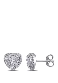 Coupon 🎁 1/2 ct. t.w. Diamond Composite Heart Stud Earrings in 10K White Gold by Belk & Co. ✨