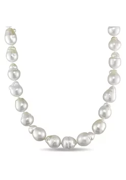 Outlet 😉 10-12 MM Natural Shape White South Sea Cultured Pearl Necklace with 14K Yellow Gold Ball Clasp by Belk & Co. 😉