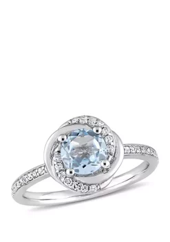 Hot Sale 🛒 1 ct. t.w. Blue Topaz and 1/6 ct. t.w. Diamond Swirl Ring in 10k White Gold by Belk & Co. ✨