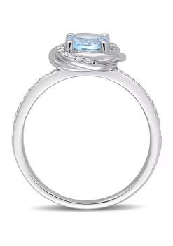 Hot Sale 🛒 1 ct. t.w. Blue Topaz and 1/6 ct. t.w. Diamond Swirl Ring in 10k White Gold by Belk & Co. ✨ -DealsBelk & Co. Store Belk 33268
