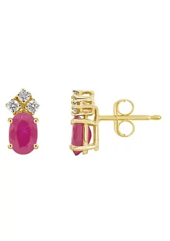 Best deal ⌛ 14K Gold 6x4 Oval Ruby 1/8 Cttw Diamond Earrings by Belk & Co. 👏 -DealsBelk & Co. Store Belk 33282