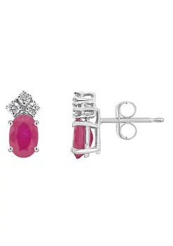 Best deal ⌛ 14K Gold 6x4 Oval Ruby 1/8 Cttw Diamond Earrings by Belk & Co. 👏 -DealsBelk & Co. Store Belk 33283