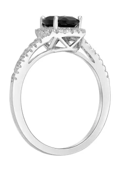 New ⭐ 1 1/4 ct. t.w. Black Onyx and 1/4 ct. t.w. White Topaz Ring in Sterling Silver by Belk & Co. 👏 -DealsBelk & Co. Store Belk 33286