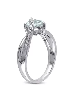 Brand new 🛒 3-Piece Set of 4.3 ct. t.g.w. Aquamarine and 1/10 ct. t.w. Diamond Earrings, Pendant with Chain and Ring in Sterling Silver by Belk & Co. 🎁 -DealsBelk & Co. Store Belk 33292