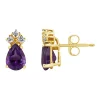 Flash Sale ⌛ 14K Gold 7x5 Pear Shape Amethyst 1/8 Cttw Diamond Earrings by Belk & Co. 🎉