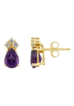 Flash Sale ⌛ 14K Gold 7x5 Pear Shape Amethyst 1/8 Cttw Diamond Earrings by Belk & Co. 🎉 -DealsBelk & Co. Store Belk 33300