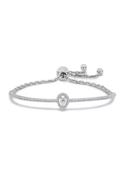Cheap 💯 Lab Created 3/4 Ct DEW Created Moissanite Pear Shape Halo Adjustable Bolo Bracelet in Sterling Silver by Belk & Co. 😀 -DealsBelk & Co. Store Belk 33332