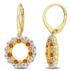 Budget 🧨 1.5 CT TGW Citrine, Madeira Citrine and White Topaz Open Circle Drop Leverback Earrings in 18k Yellow Gold Plated Sterling Silver by Belk & Co. 👏