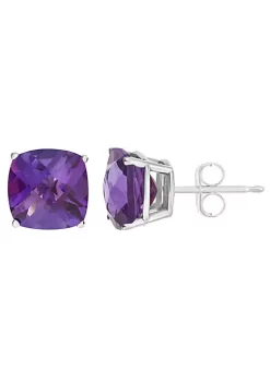 Outlet 😍 Sterling Silver 8mm Cushion Amethyst Stud Earrings by Belk & Co. 😉