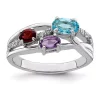 Cheap ❤️ 1.08 ct. t.w. Swiss Blue Topaz, Amethyst, Garnet and White Topaz Oval Ring in Rhodium-Plated Sterling Silver by Belk & Co. 🎉
