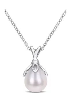 New 🔥 8.5-9mm Freshwater Cultured Pearl Drop Pendant with Chain in Sterling Silver by Belk & Co. 🛒 -DealsBelk & Co. Store Belk 33374