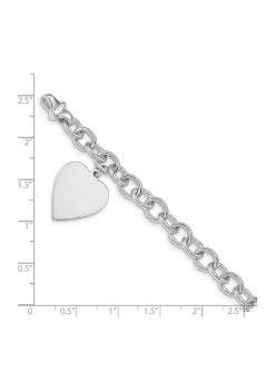 Best Sale ✨ 14K White Gold 8.5-inch Polished Link with Heart Charm Bracelet by Belk & Co. 👏 -DealsBelk & Co. Store Belk 33377