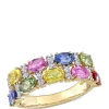 Best reviews of ⌛ 3 ct. t.w. Multi-Color Sapphire Semi-Eternity Ring in 14k Yellow Gold by Belk & Co. ✔️