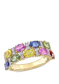 Best reviews of ⌛ 3 ct. t.w. Multi-Color Sapphire Semi-Eternity Ring in 14k Yellow Gold by Belk & Co. ✔️