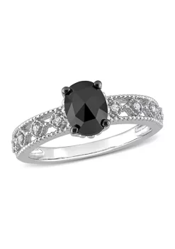 Best Sale ๐ 1.04 ct. t.w. Black and White Diamond Oval Vintage Ring in 10k White Gold by Belk & Co. ๐ฅฐ
